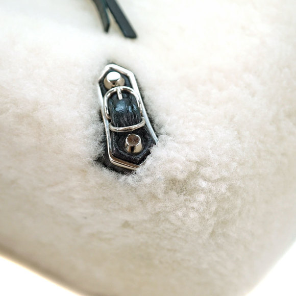 Balenciaga Paper 2WAY Bag Shearling Handbag Shoulder Tote Black Off-White - Picture 5 of 15